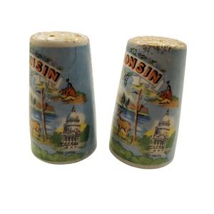Souvenir Salt & Pepper Shakers Wisconsin United States Thrifco Ceramics Japan